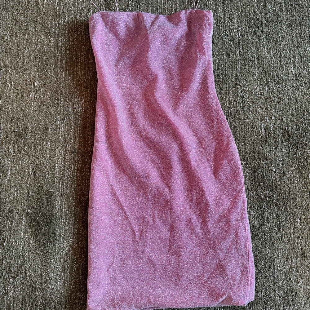 Strapless Pink Sparkle Bodycon Dress